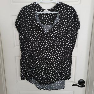 Women's Polka Dot Button Down Short Sleeve Blouse